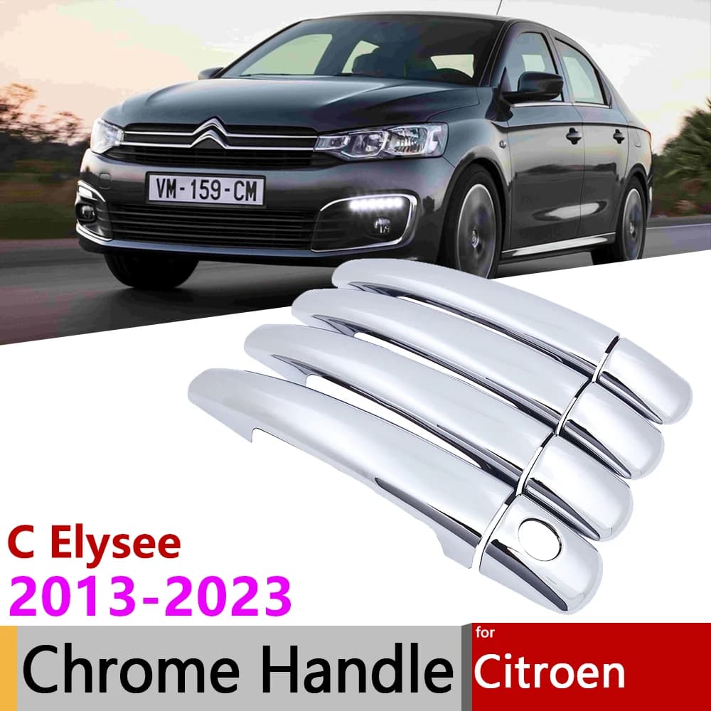 Auto Chrome Per Citroen C Elysee 2013 ~ 2023 2019 2020 2021 2022 Auto Chrome Maniglia Della Porta Copertura Esterno Styling Accessori adesivo