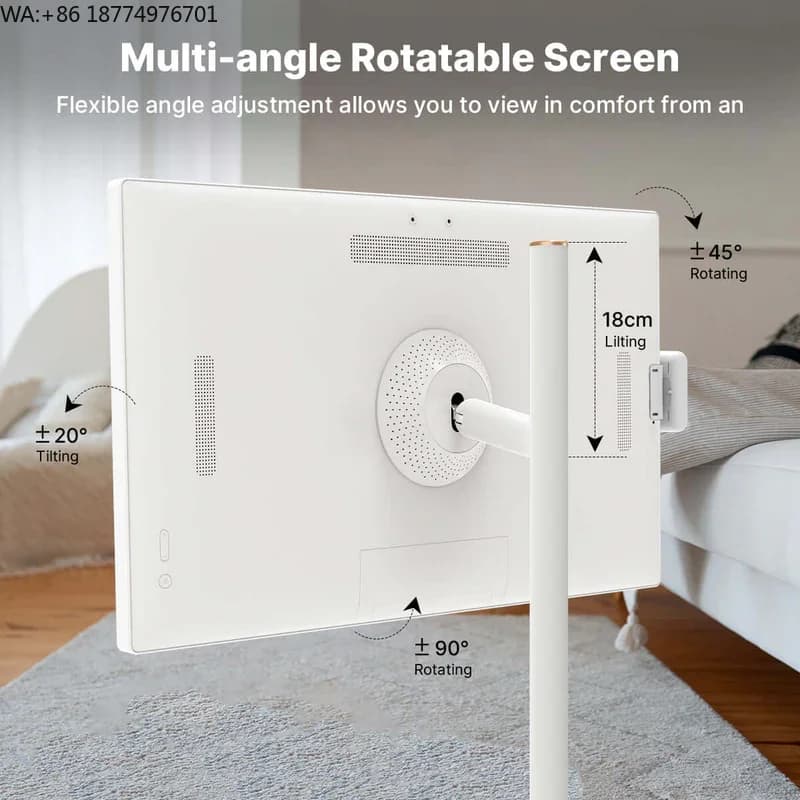 32 Inch Portable TV Stand on Wheels Compatible with Google Store Monitor Touch Screen Fully Swivel