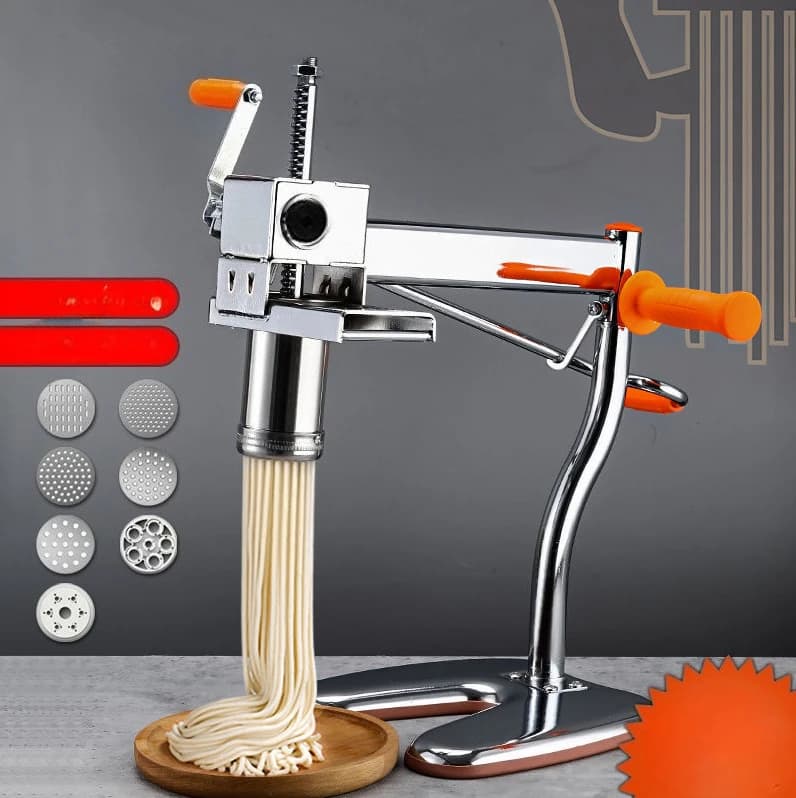 Macchina per pasta in acciaio inossidabile per uso domestico Pressa a 8 stampi Maccheroni Fettuccine 30s Spazzola per pulizia a pressa rapida Pasta manuale