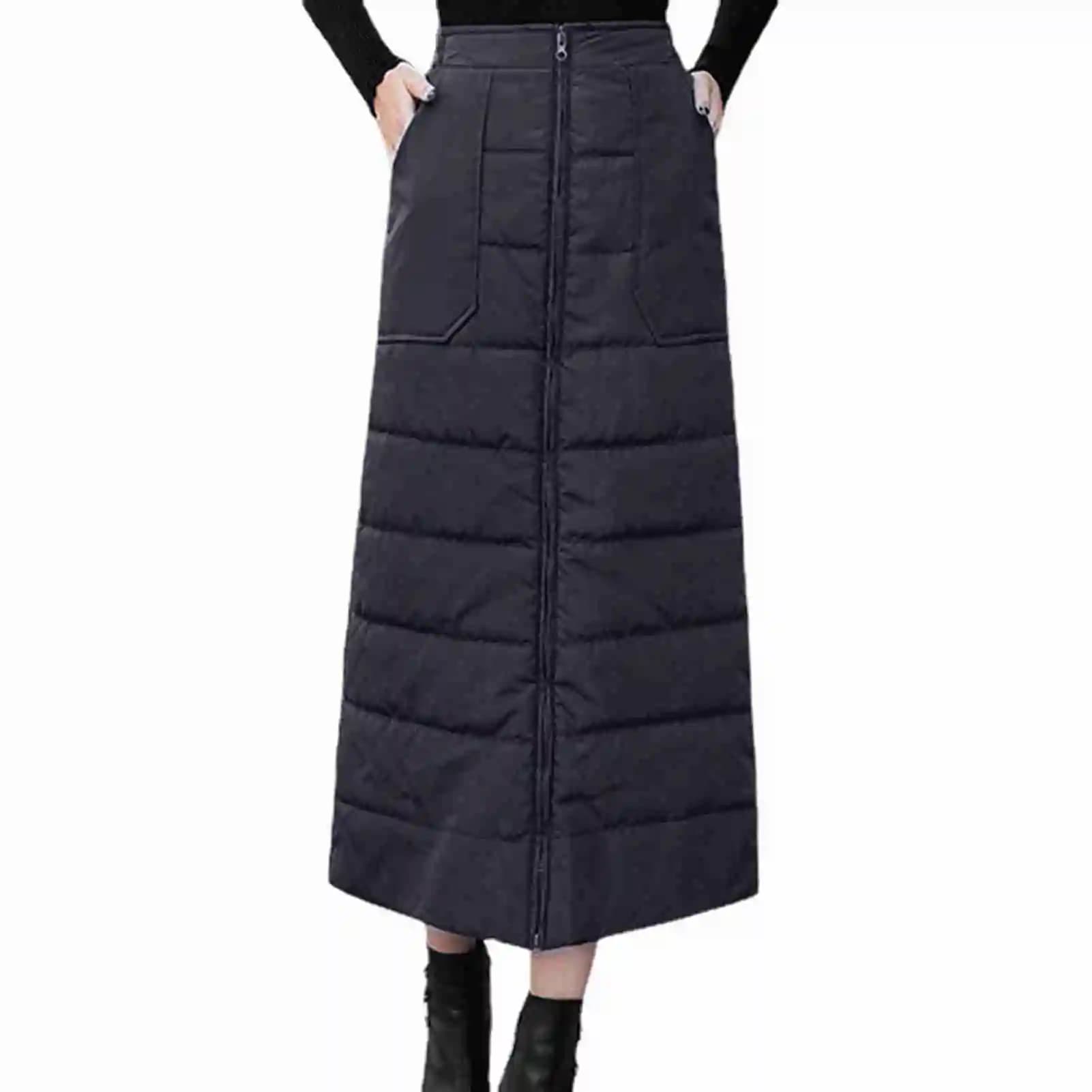 women's midi skirt Mid-length winter apron Winter skirt Cotton thickened skirt Women's padded skirt in women's feather