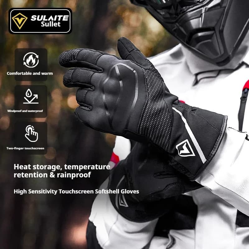 Guanti da moto SULAITE invernali Drystar impermeabili, antivento, foderati in pile, antiurto, per motociclisti