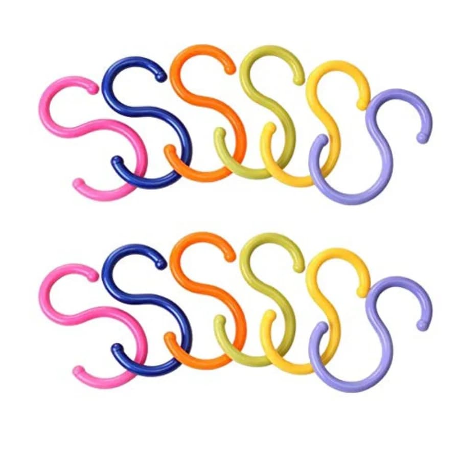 12pcs 2 Packs S Shaped Colorded Plastic Hanging Hooks, Shirt/Towel/Dress/Clothes Hanger Hook Home Kitchen Accessories (12)