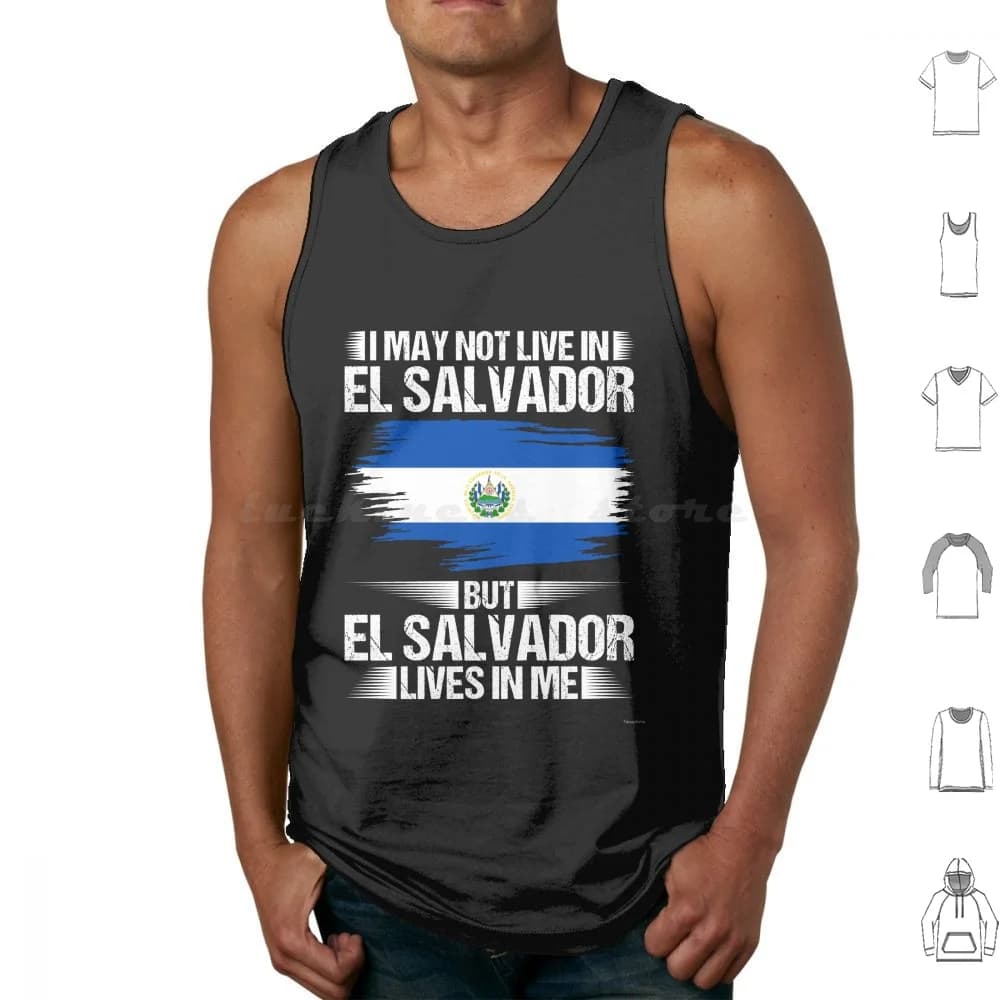 Non vivo a El Salvador ma El Salvador vive in me. Canotte, gilet, maglie senza maniche, salvadorenesi, hondurenesi, centrale america.