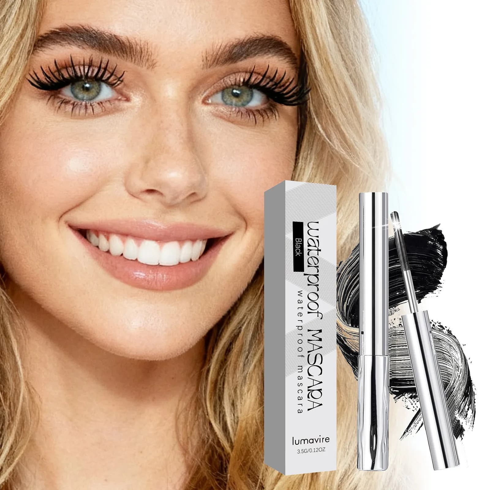 Mascara in Tubo Metallico Impermeabile Marrone, Lunga Durata, Fibra di Seta, Incurvante, Non Grummoso, Extension Ciglia, Cosmetico