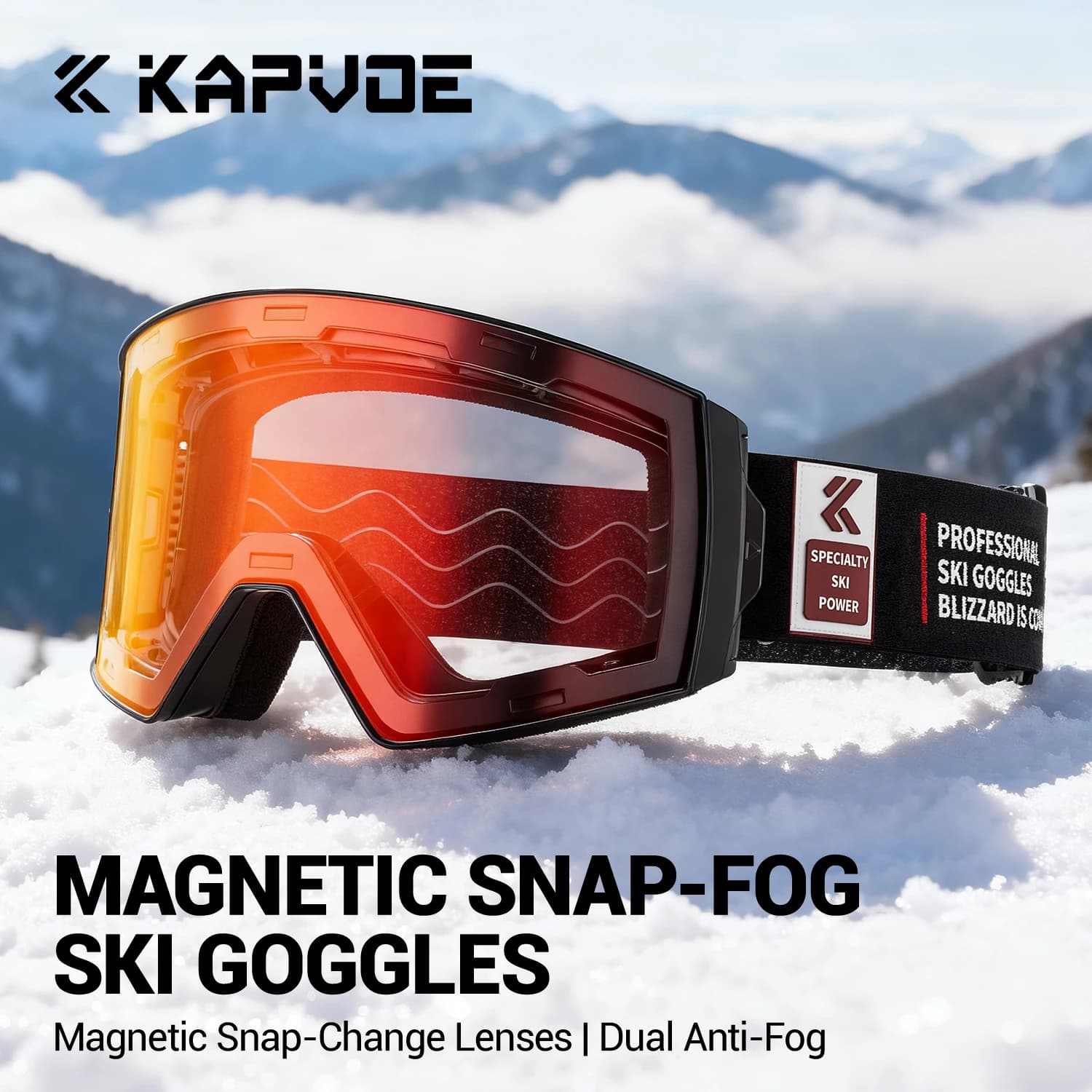 Occhiali da Sci Kapvoe 2026, Maschera da Snowboard Invernale, Occhiali da Neve per Donne con Lenti Antiappannamento, Kit UV400 per Motoslitte