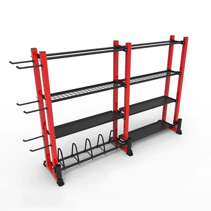 Handlebar holder and weight disc holder, robust steel structure, safe and non-slip design for commercial gyms and home workouts
