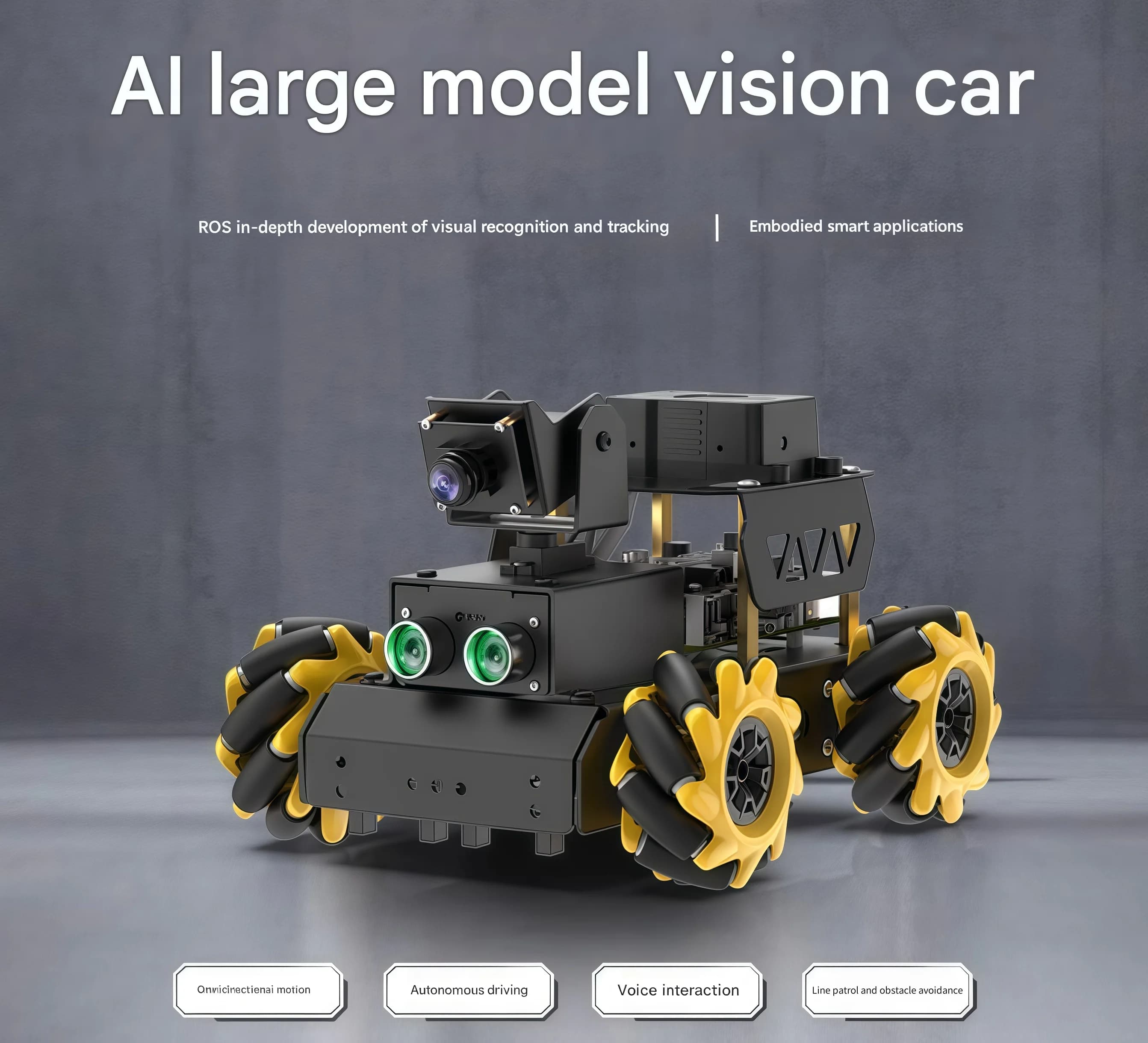 Raspberry Pi 5 smart car TurboPi Mailun AI large model visual recognition ROS2 programming robot