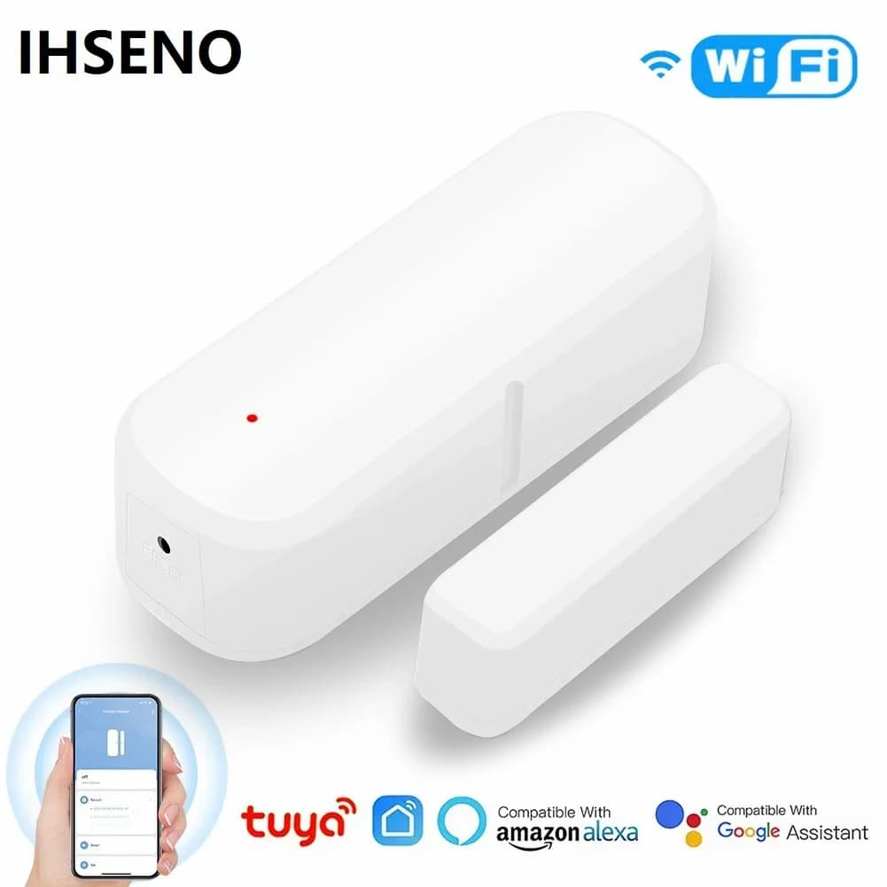 Sensore WiFi Tuya per Porte e Finestre, Rilevatore di Apertura/Chiusura Smart Life, Compatibile con Alexa e Google per la Sicurezza Domestica