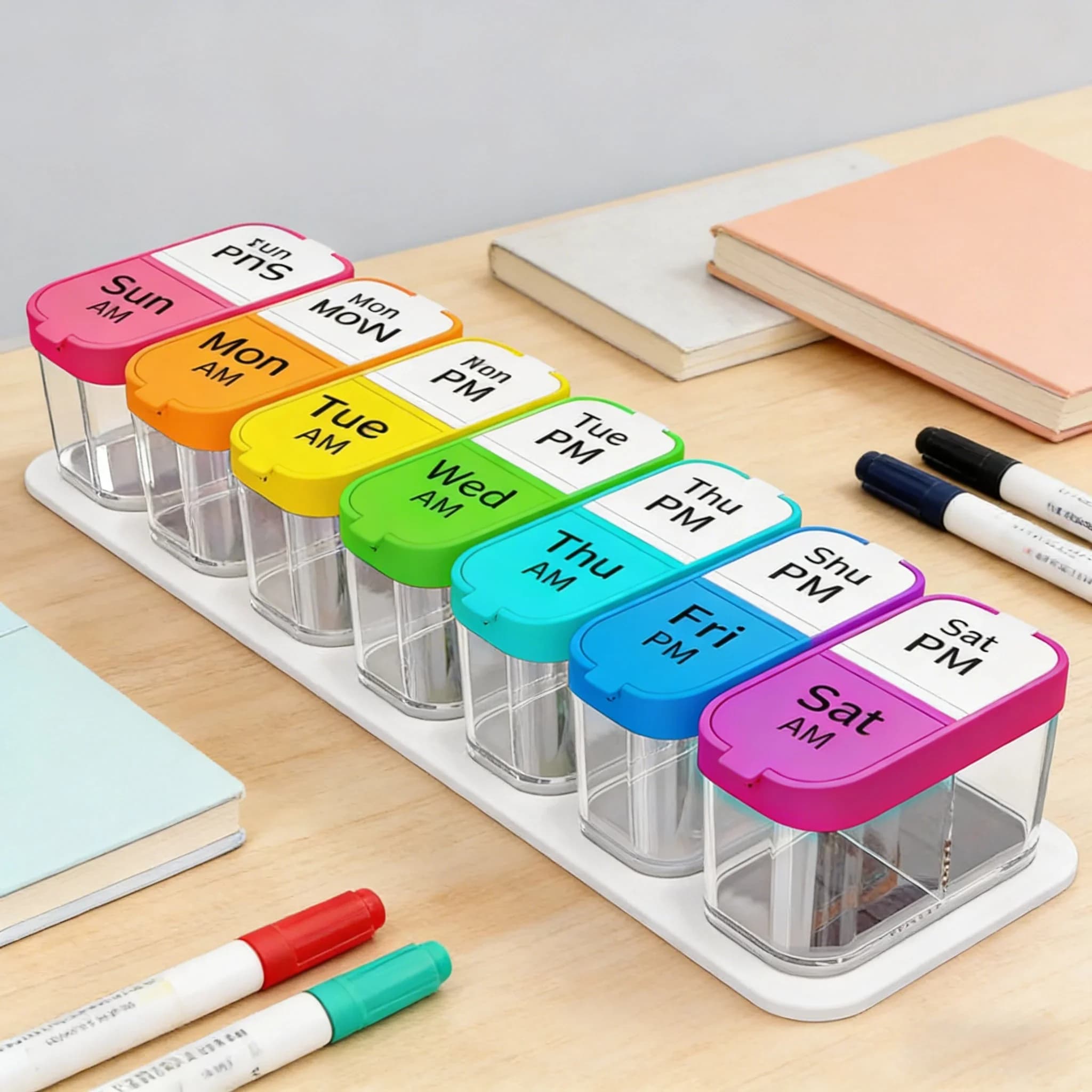 Extra Large Pills Organizer for 7 Days, Weekly AM/PM 2 Volte per Day, XL Container for Vitamins, Supplements and Medicines