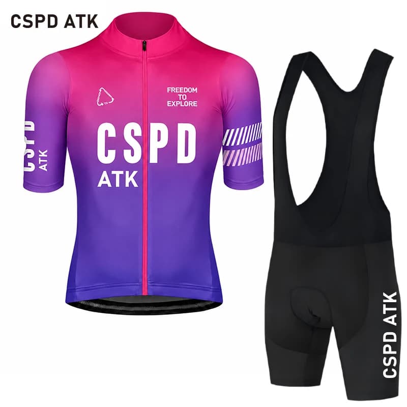 CSPD ATK men's cycling jersey cycling bib summer road cycling sports shirt short set MTB quick drying cycling jersey