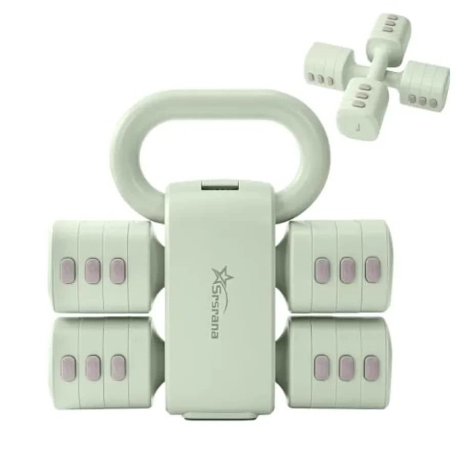 Home gym dumbbell kettlebell set for women, adjustable 1.1-12.1 lbs, quick-change free weights, black rubber-coated, space-savi