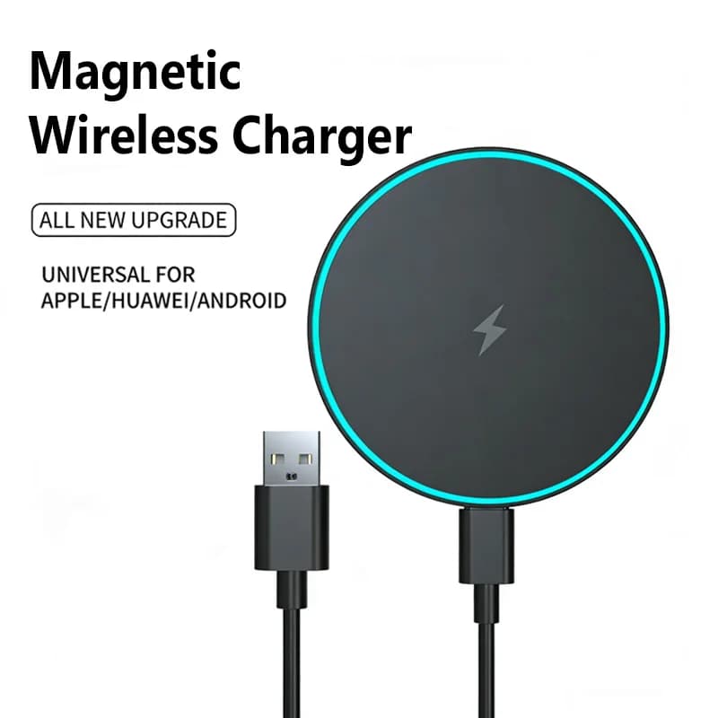 Caricatore Wireless Magnetico 15W Ricarica Rapida Compatibile con Magsafe iPhone 17 16 15 14 Pro Max Airpods 4 Pro Stazione Magnetica