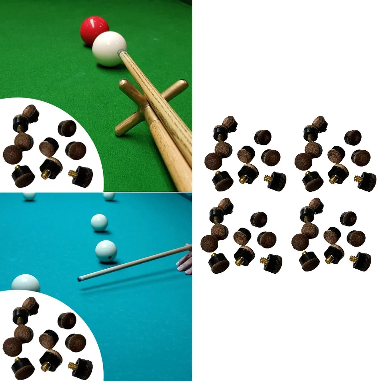 Pool Cue Tip PU Leather Easy Install Billiards Head Replacement for Cue Stick Repair Accessories