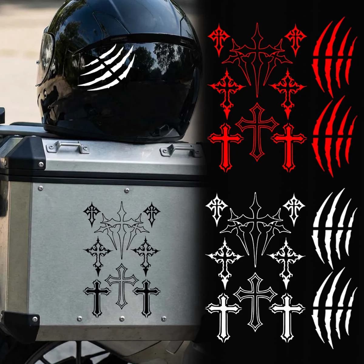 Gothic Cross Shape Reflective Stickers for Motorcycles, Decorations for Helmet and Carrozzeria, Vinyl Accessories for KTM Duke 125 790