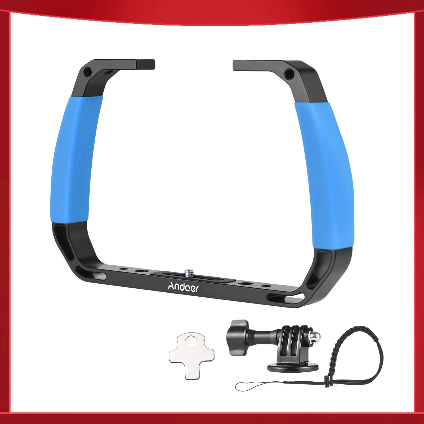 Stabilizzatore Subacqueo Andoer per Fotocamera Sportiva, Gabbia per Action Cam con Cinturino da Polso Compatibile