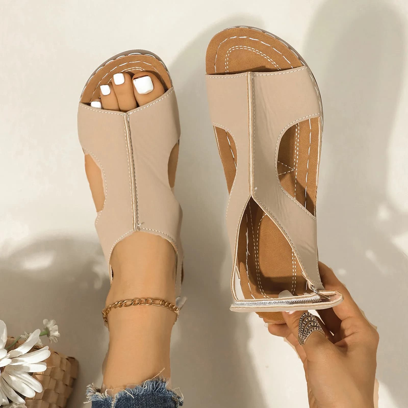 Tacchi neutri da donna Zeppe Scarpe da donna Sandali con supporto Sandali comodi Infradito da donna