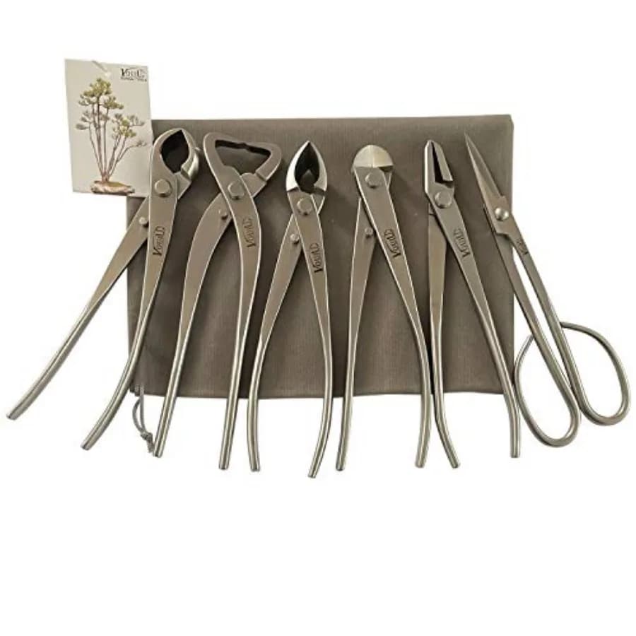 Set di 6 Attrezzi per Bonsai, Tronchese, Spaccatore per Tronchi, Tronchese Concavo, Tronchese a Filo, Pinze Jin, Forbici per Bonsai