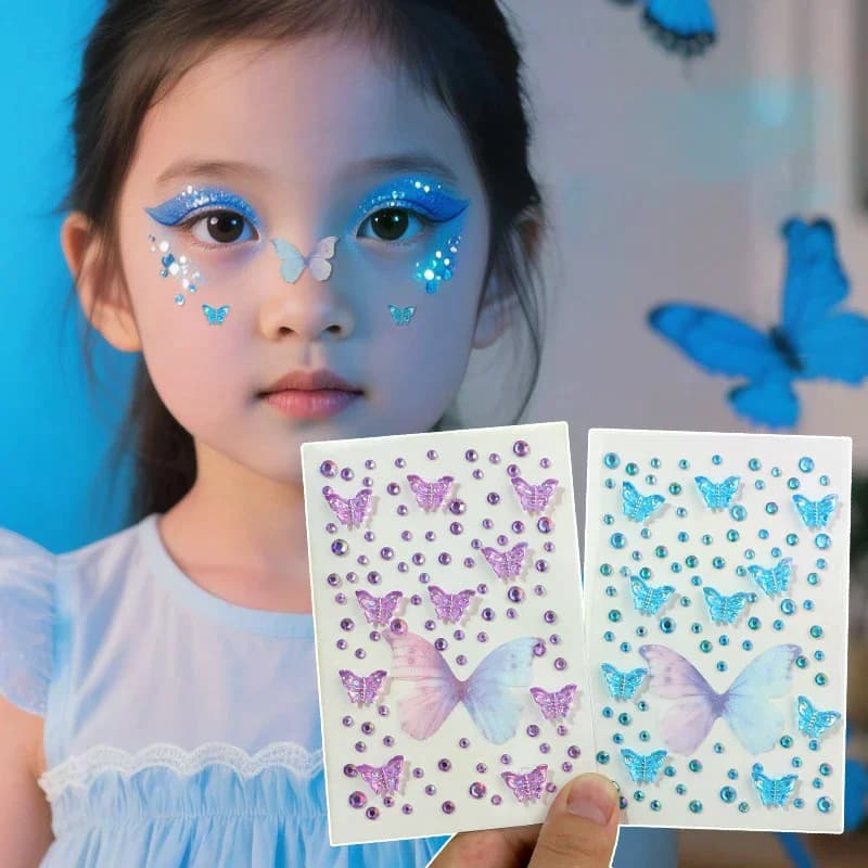 1Pcs Face Gem Pearl Sticker 3D Colorful Rhinestone Tattoo Eyeshadow Stickers Festival Nail Body Makeup Bling Decor