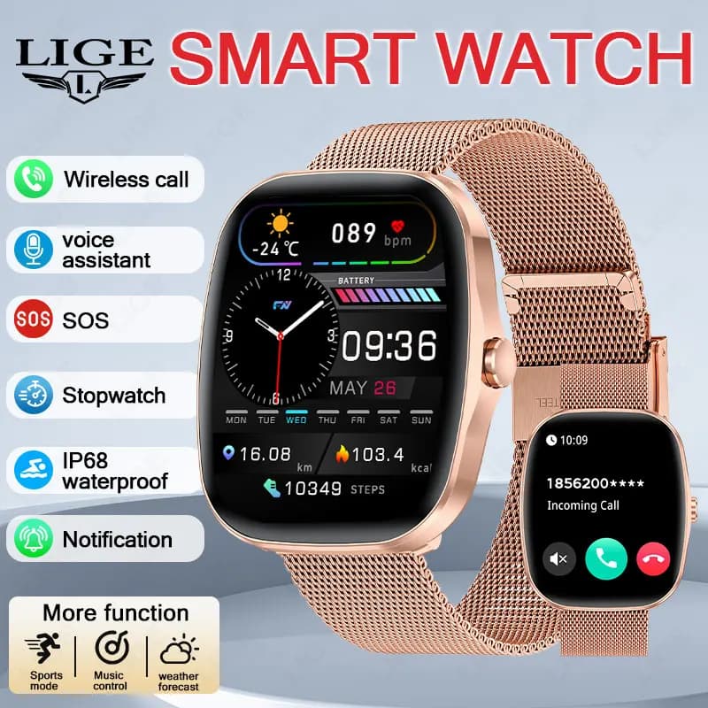 Smart Watch per donna Full Touch Screen Chiamata Bluetooth Orologi impermeabili Sport Fitness Tracker Smartwatch Lady Reloj Mujer