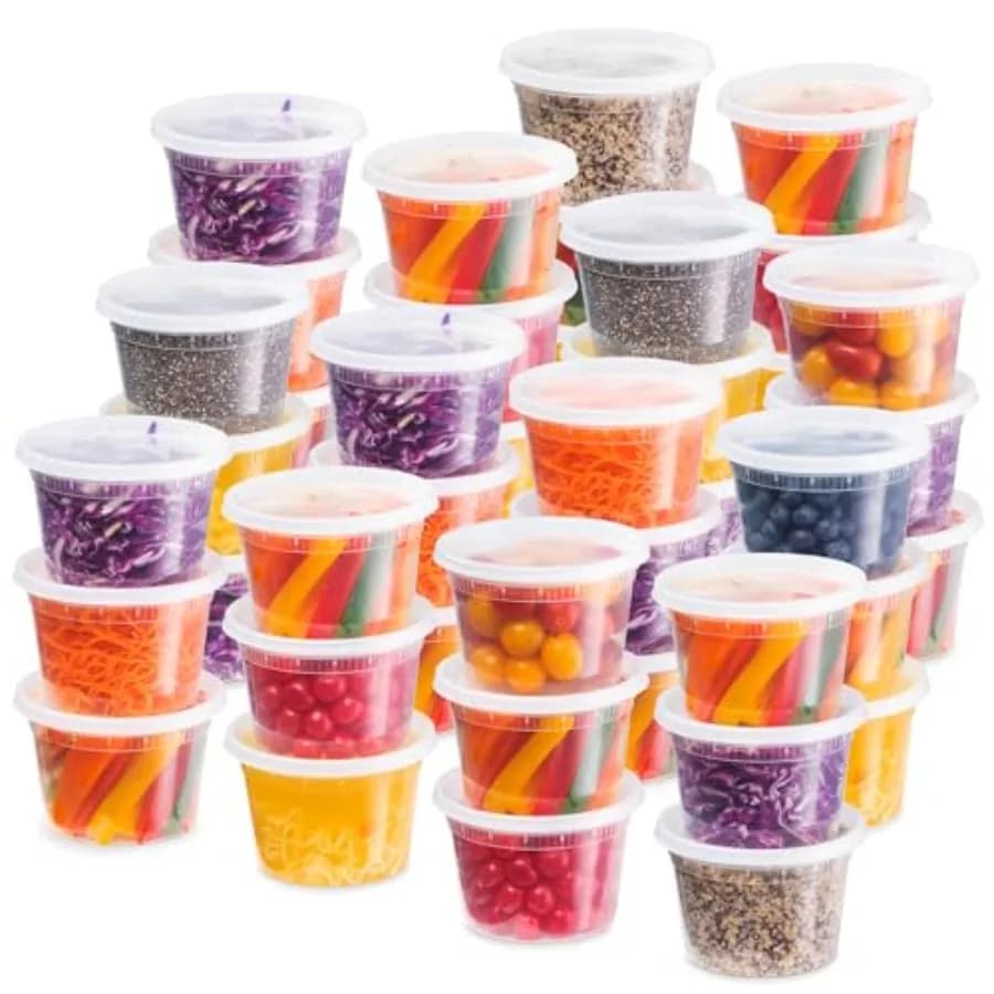 Plastic Deli Food Storage Containers With Leak-Proof Lids 48 Pack, 16 Oz Microwaveable Airtight Container For Soups, Snacks, Me