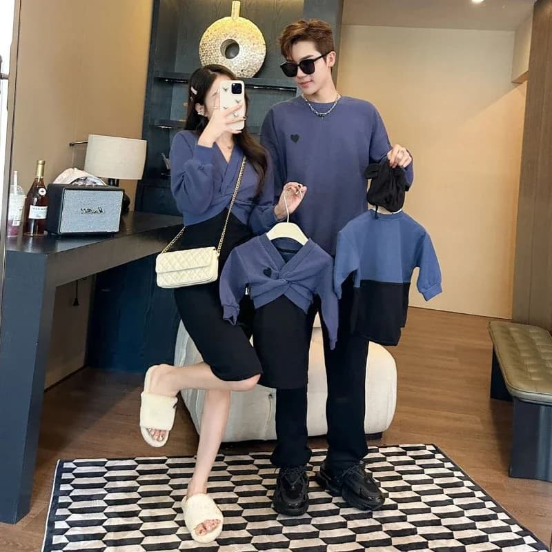 Vestiti per la famiglia madre abito a maniche lunghe due pezzi caldi invernali figlia top + sling Outfit padre figlio bambini felpe pagliaccetto del bambino