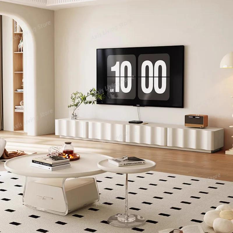 Home luxury Wave Cream Style TV Cabinet Modern tv stand living room furniture monitor stands for rooms Tv panel Rtv cabinets