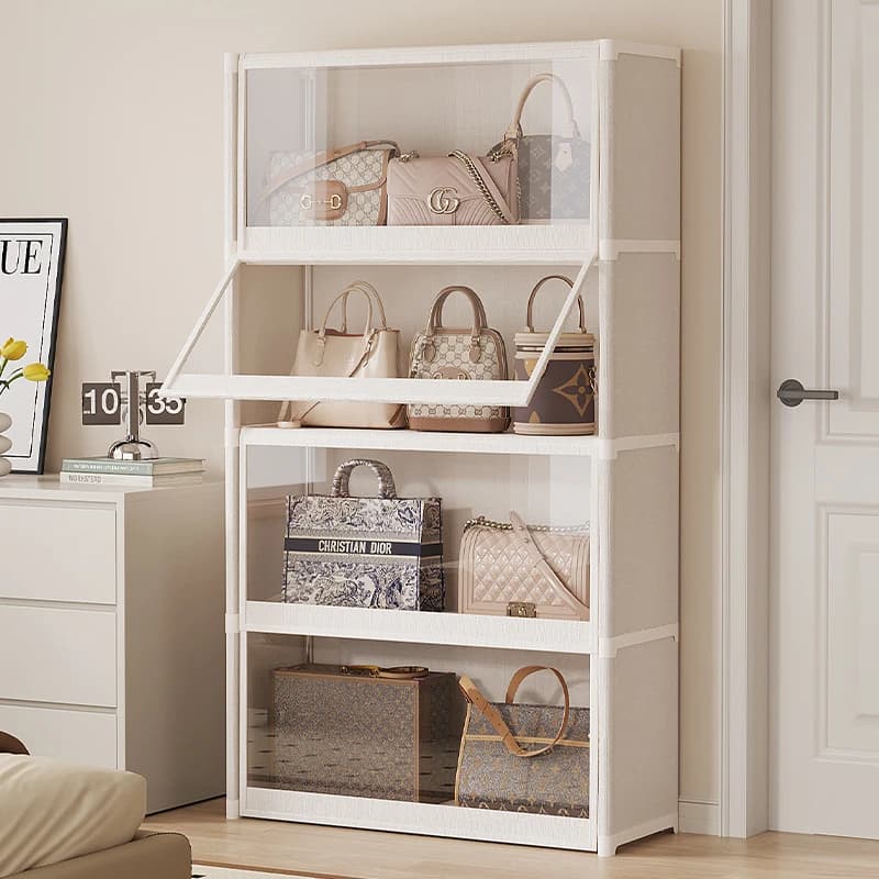 Large Capacity Dustproof Storage Cabinet Home Bedroom Bag Organizer Multi Layer Storage Rack Handbag Storage Shelf Organizer