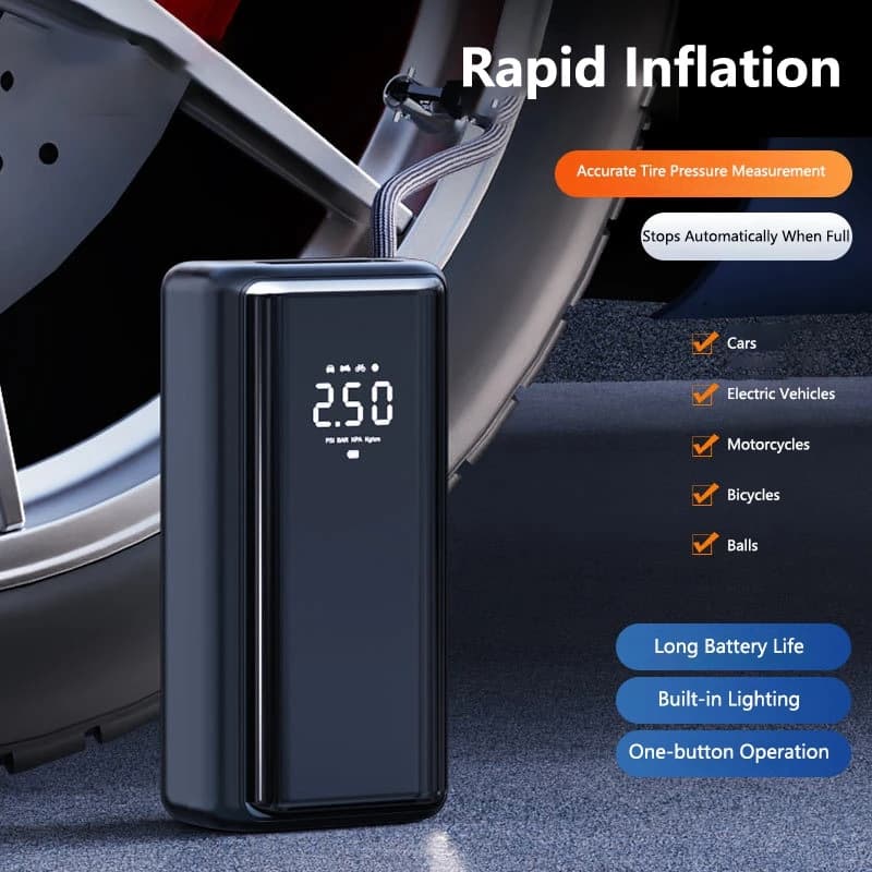 Compressore d'aria portatile wireless 150PSI per pneumatici auto, moto, bici e palloni