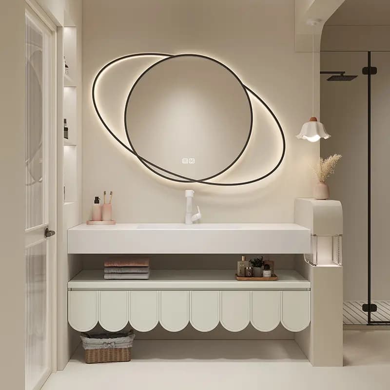 Armadio Bagno con Divisori, Mobile Salvaspazio, Credenza Compatta ed Estetica, Mobile Bagno Moderno, Gabinete Unico, Arredamento Unico