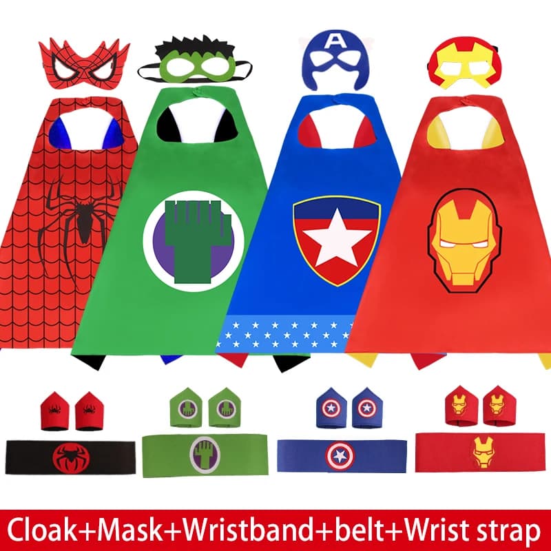 Mantello da Supereroe Iron Man per Bambini, Costume da Cartone Animato con Cintura e Accessori per Polso, Regalo di Pasqua per Ragazzi 3-10 Anni