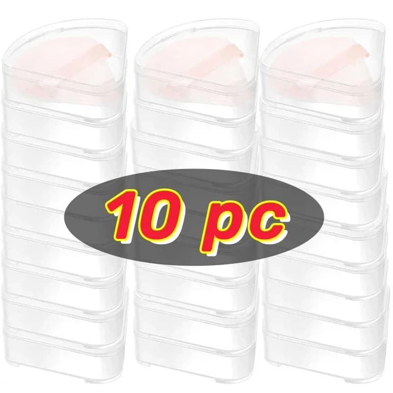 Custodie porta piumino da polvere da 5/10 pezzi supporto per frullatore da viaggio scatola portaoggetti per soffio da polvere a triangolo portatile trasparente piccola spugna per trucco