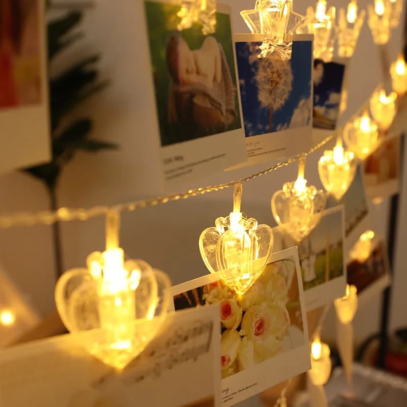 Heart Shape String Lights, Warm White LED Star Fairy Lights for Bedroom, Wedding, Party Decorations,Christmas Decor