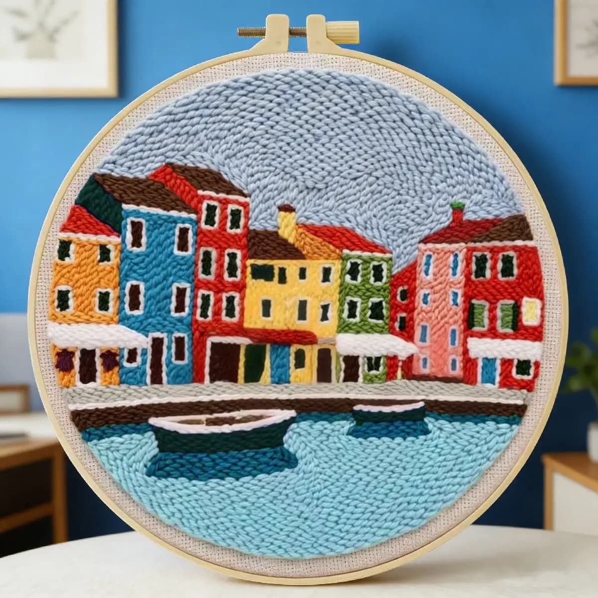 Kit per ricamo punch needle 20x20 cm (7,87 pollici) - Set per ricamo a punto uncinetto, fai da te, regalo artigianale, pittura creativa