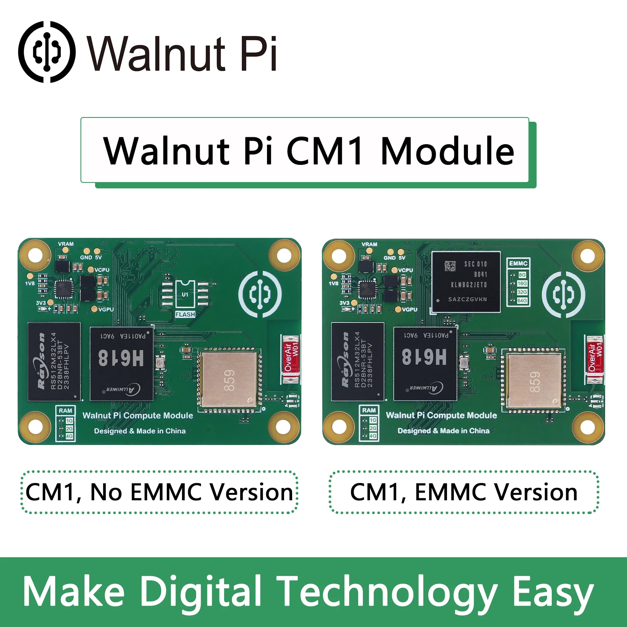 Pi CM1 1/2/4GB Allwinner H618 WiFi Bluetooth Mini PC Development Board SBC Computer Raspberry Pi CM4