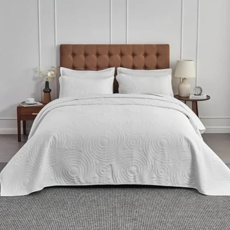 Copriletto King Size Oversize 128x120, Set Trapuntato Leggero per Letti King o Cal King Extra Alti e Larghi, Include 1 Trapuntino e 2 Federe
