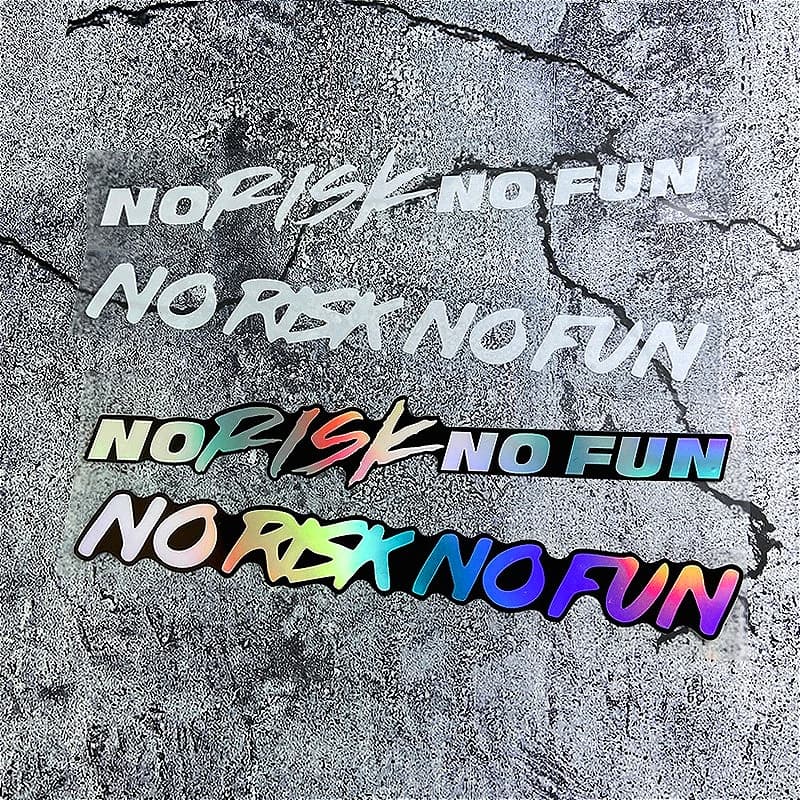 2 pieces NO RESCHIO NO FUN stickers for helmet motorcycle decals waterproof vinyl for scooter fuel tank body bicycle decoration upper tube
