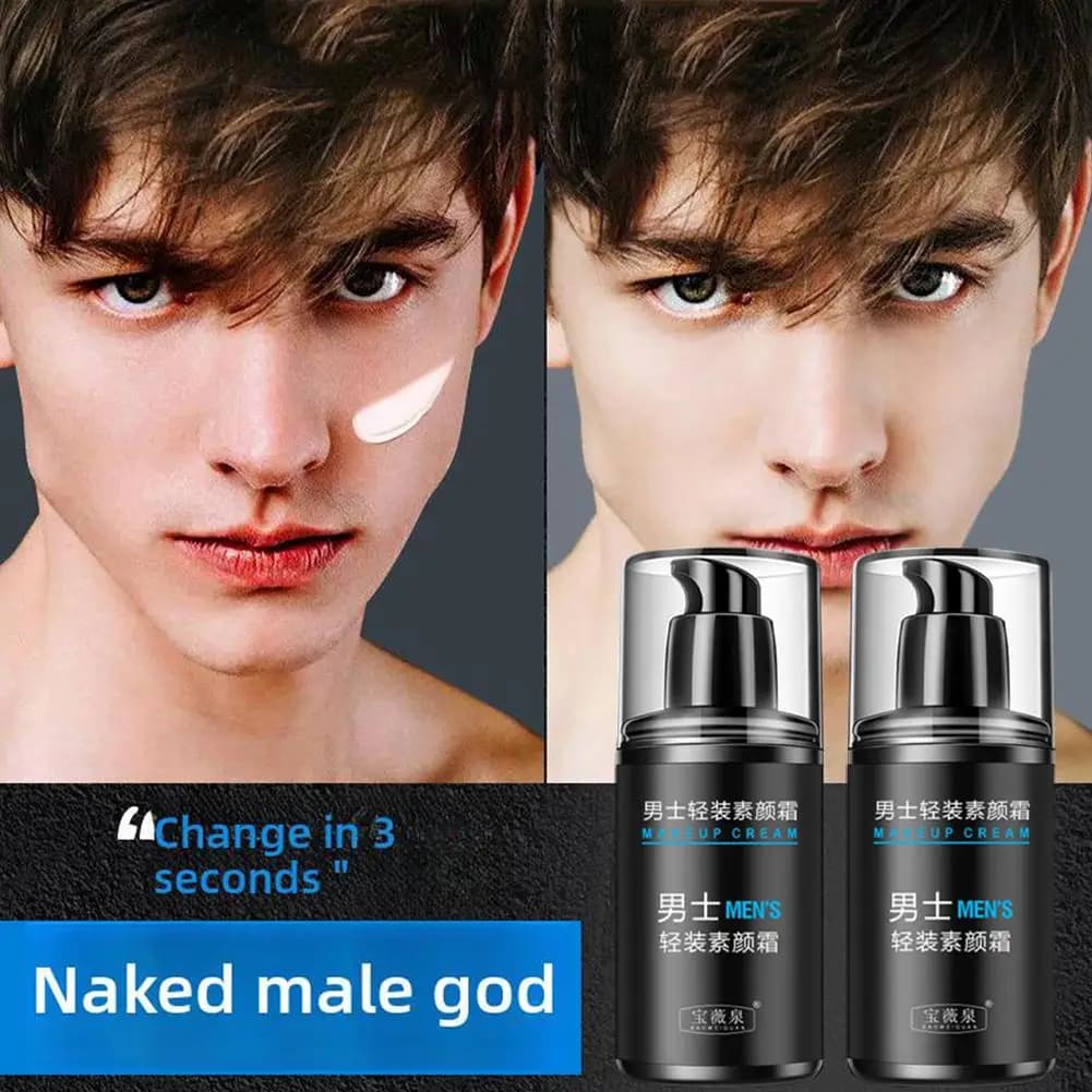 Natural Color Men's Plain Cream Brightening Concealer Waterproof Sweatproof Moisturizing Isolation BB Cream For Students Men