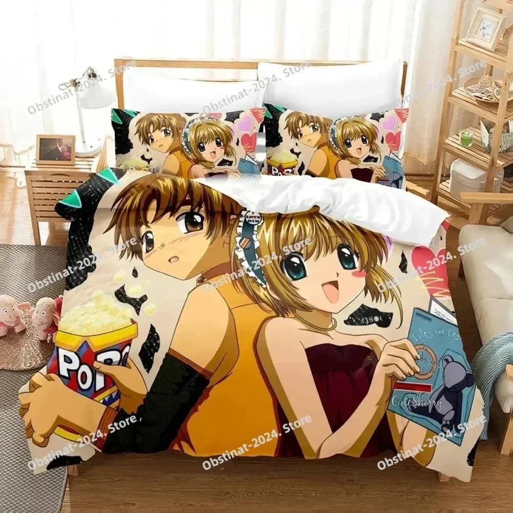 Stampa 3D Anime Card Captor Sakura Stampato Set letto Copripiumino Federa Set biancheria da letto Lenzuolo di lino Copripiumino Completo Queen King Size