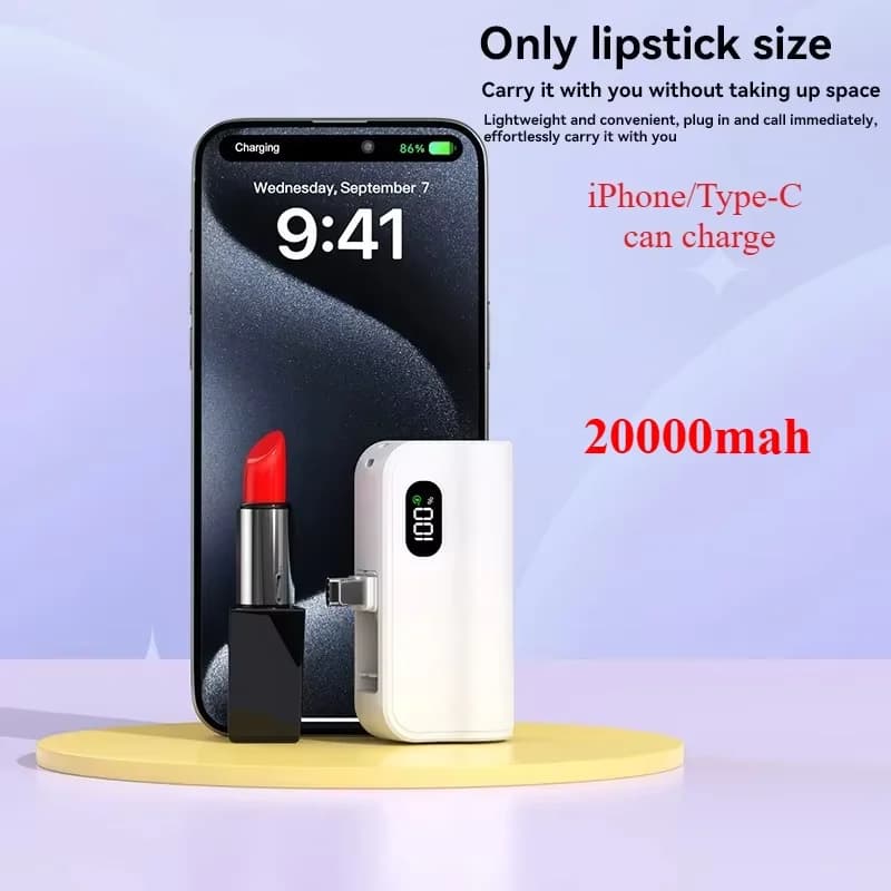 20000mAh Mini Power Bank Portable Charger Fast charging External spare Battery Capsule Powerbank For iPhone Xiaomi Mobile Phone