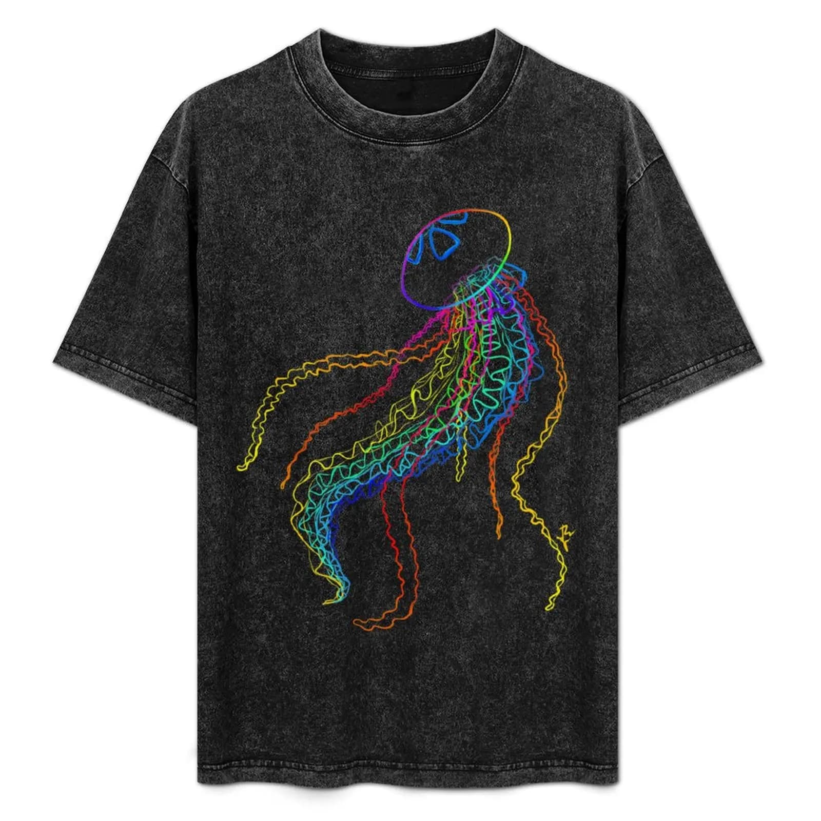 T-shirt Rainbow Jellyfish, maglietta casual alla moda da strada