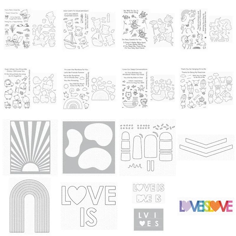 Giugno 2022 nuovi timbri trasparenti fustelle stencil Scrapbooking per la produzione di carta animali arcobaleno goffratura cornici Set di carte