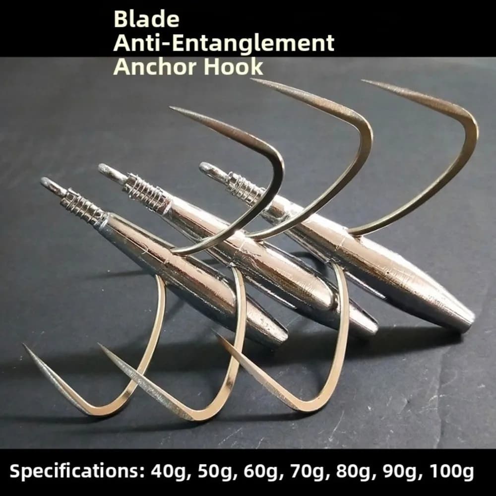 50g-80g Weight Triple Fishing Hook Carbon Material Heavy Duty Anchor Fish Hook Sharp Needle Barbed Point Sea Fishing Hook
