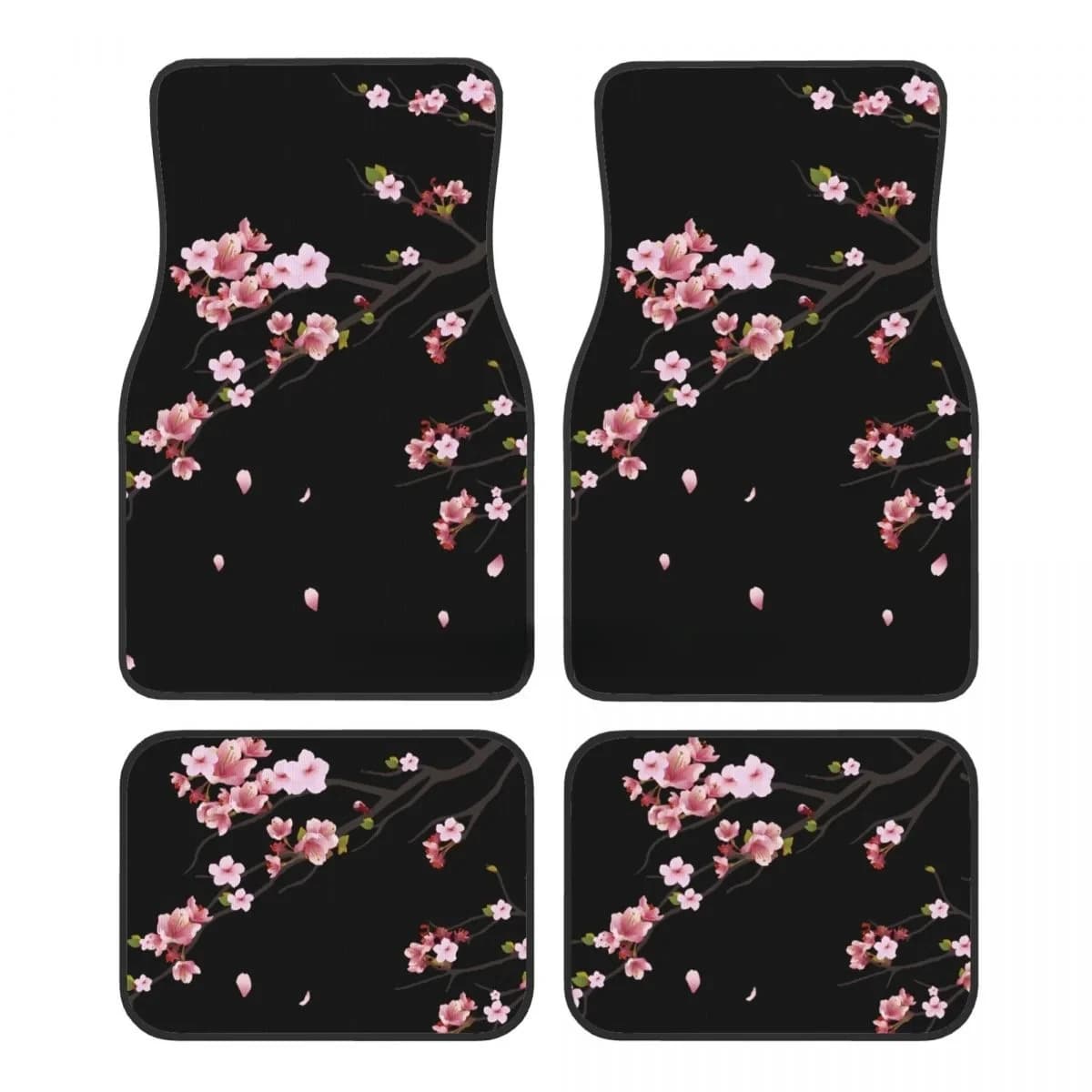 Tappetino per auto da donna in velluto di cristallo giapponese Sakura Branch 4 pezzi, tappetino per auto anti-fouling accessori interni per auto