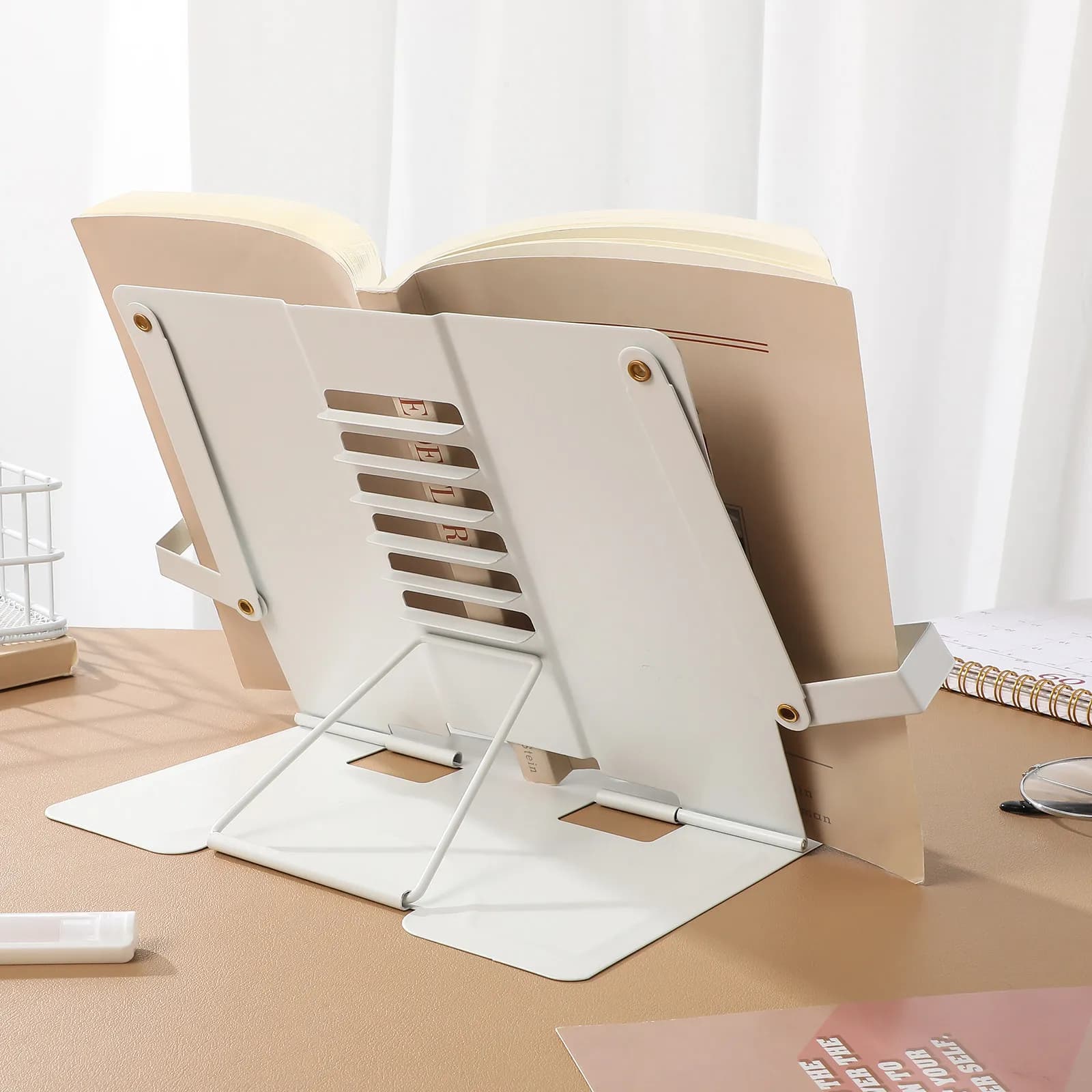 Supporto per libri, supporto da lettura pieghevole, leggero, antiscivolo, con clip per libri, tablet, laptop, libri di testo, libri di cucina, spartiti musicali