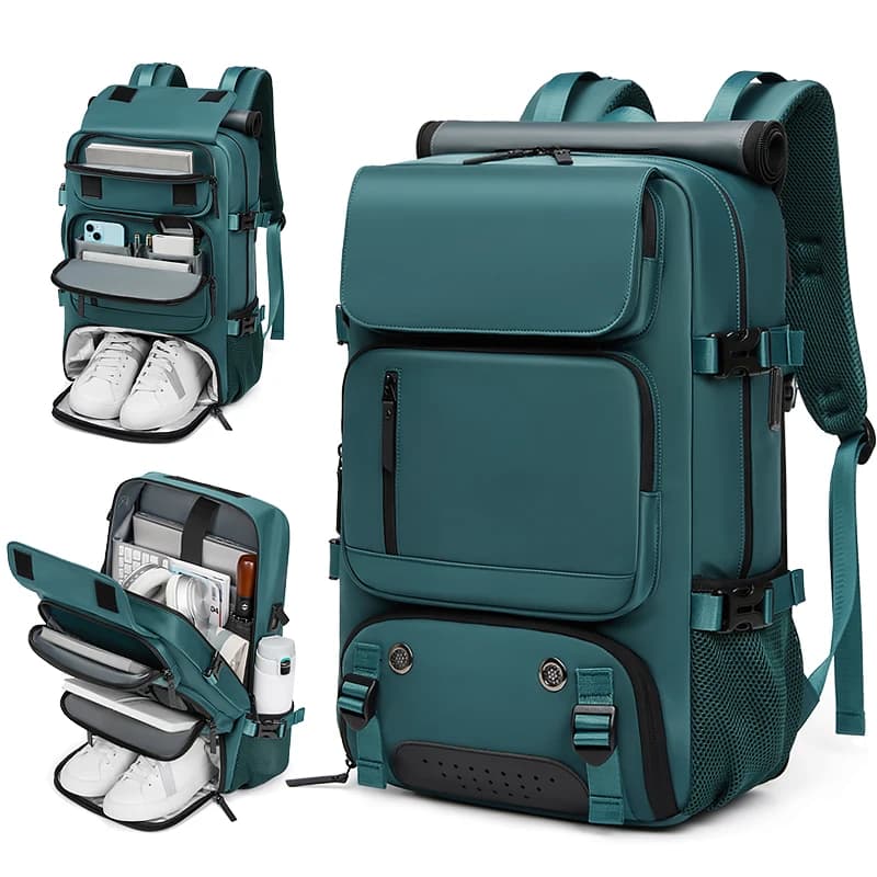 Zaino da viaggio da donna, zaino impermeabile per laptop da lavoro da 16 pollici con borsa per scarpe Porta di ricarica USB nascosta Zaino da campeggio per escursionismo