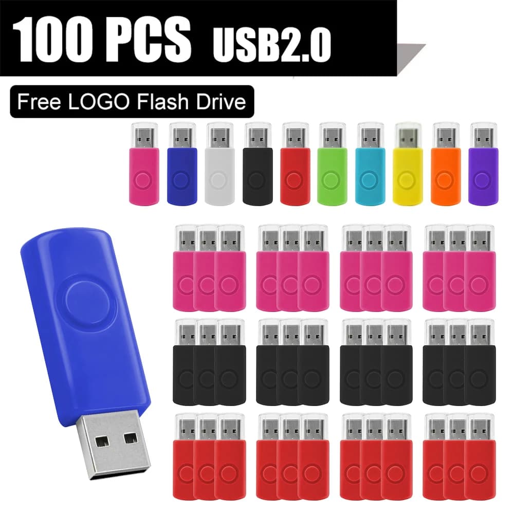100 Pezzi/Lotto Chiavetta USB 2.0 da 64GB 32GB 16GB, Pen Drive, Memory Stick, Regalo di Nozze, 8GB 4GB, con Logo Personalizzato Gratuito