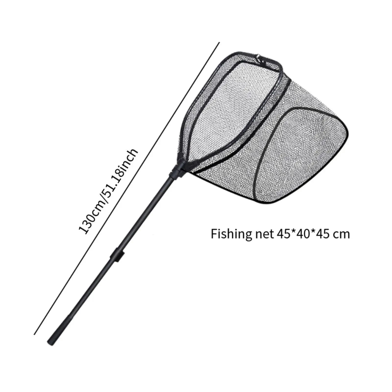 Lightweight Folding Fishing Landing Net with Anti Slip Grip Fish Scoop Mesh for Freshwater Saltwater Kids Adults