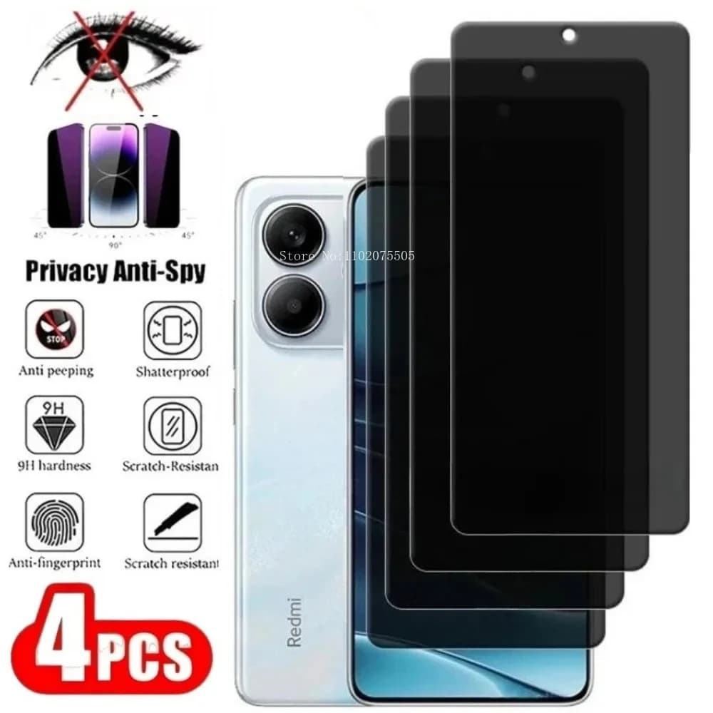 4 pezzi protezione schermo intero per privacy per Redmi Note 14 5G 13 12 11 Pro 14S 12S 11S vetro temperato per Redmi 15C 14R 13C 12C 10A 9C