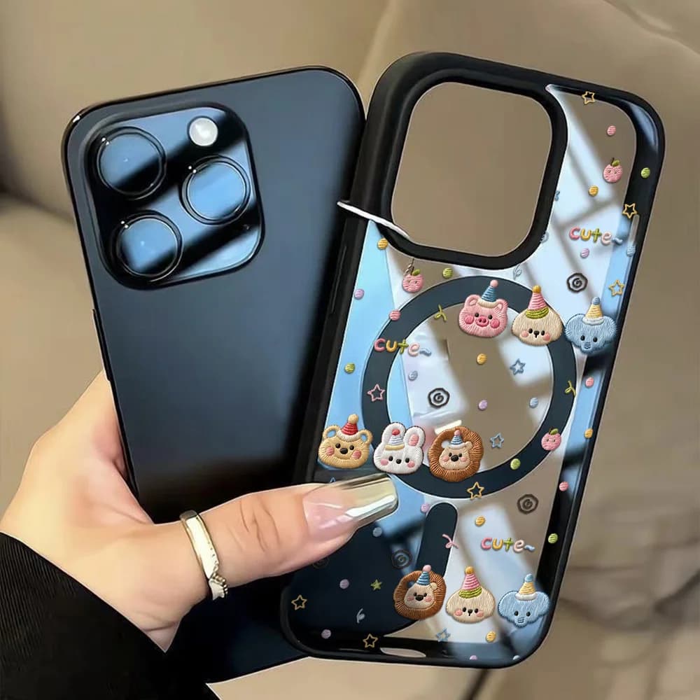 Aesthetic Mini Stitch Cartoon Animal Clear Phone Case For iphone 17 14 15 16 13 Pro Max 14 15 16 Plus 17 16 15 Pro Clear Cover