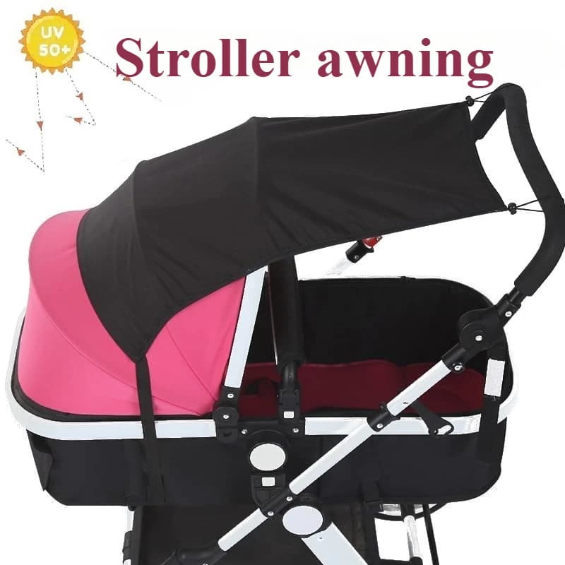Passeggino Universale UPF 50+ Protezione solare Ombra Copertura oscurante Passeggino Scudo Baldacchino Carrozzina Parasole antipioggia con finestra in rete